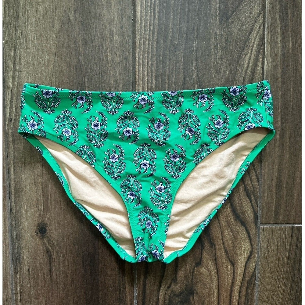 J.Crew Womens Green Floral Block Print Bikini Swim Bottoms Size S EC4V 6JA